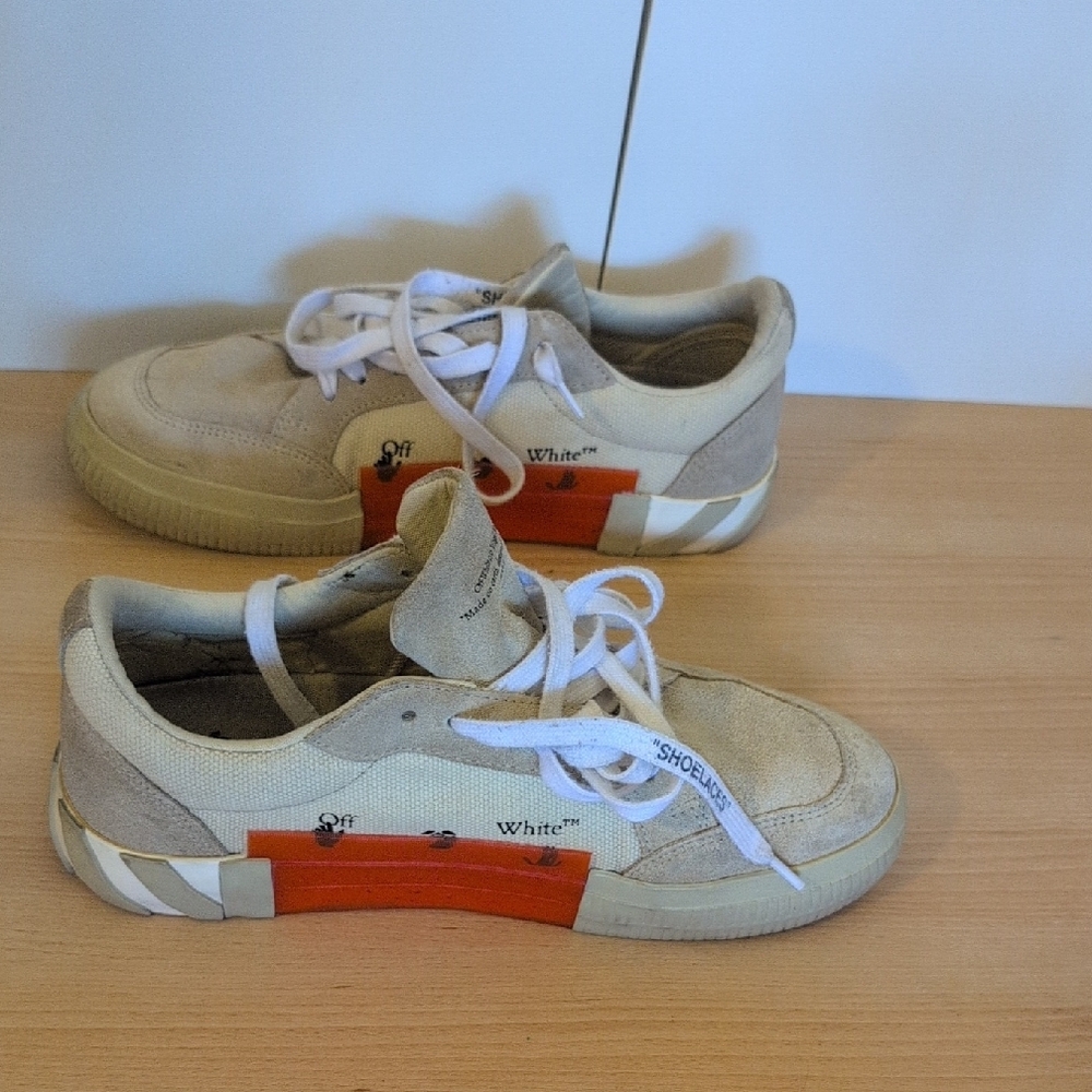 Off-White, Virgil Abloh, Beige Sneakers, Vulcanized Bottom, Size 40 or 8M/9.5W - Picture 2 of 11